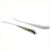 Silver metal wiper arm x2 with green spring and black end caps for Nissan Datsun 720 1980-1989 back side view