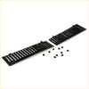 Black plastic model train track pieces with matching connectors shown alongside wiper cowl grill for nissan datsun d21 navara king cab 1986-1992