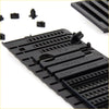 Black plastic circuit board test adapter with multiple slots and labeled parts used for wiper cowl grille on nissan datsun navara d21