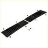 Black plastic modular rail system components with slots and fasteners for wiper cowl grille nissan navara d21 back side