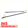 Black windshield wiper arm with white mounting brackets and silver hardware for right-hand drive Mitsubishi Triton L200 Colt Strada 1986-1996