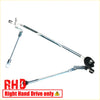 Silver metal wiper linkage arm with black plastic brackets for toyota hilux 2004-2015 shown from back side