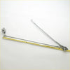 Silver metal wiper linkage with articulated joints and mounting brackets for mazda b-series bravo 1986-1993 shown from back side