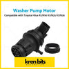 Black plastic wiper windscreen washer pump motor with ribbed cylindrical body and threaded connector for toyota hilux kun16