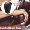 Black leather gear shift knob cover with brown wood grain top and white 1 2 n l markings for toyota land cruiser
