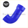 Vibrant blue silicone throttle body hose with glossy finish and curved j design for jeep cherokee xj 4.0l 1991-2001