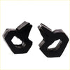 Black rubbery heart-shaped bonnet rubber bumpers with jagged edges and central hole for Nissan Datsun 720 1980-1986