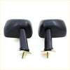 Black plastic motorcycle side mirrors with metallic mounts for toyota hilux rn series fender 1972-1988 back view